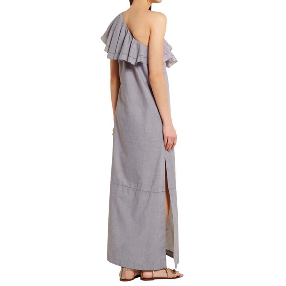 Lisa Marie Fernandez Arden‎ One Shoulder Maxi Dress Ruffle Chambray Size XS - Picture 1 of 5